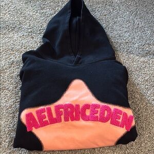Aelfric Eden Black Hoodie with Pink and Peach Accents